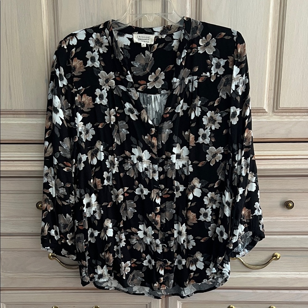 Crescent Black Floral Blouse